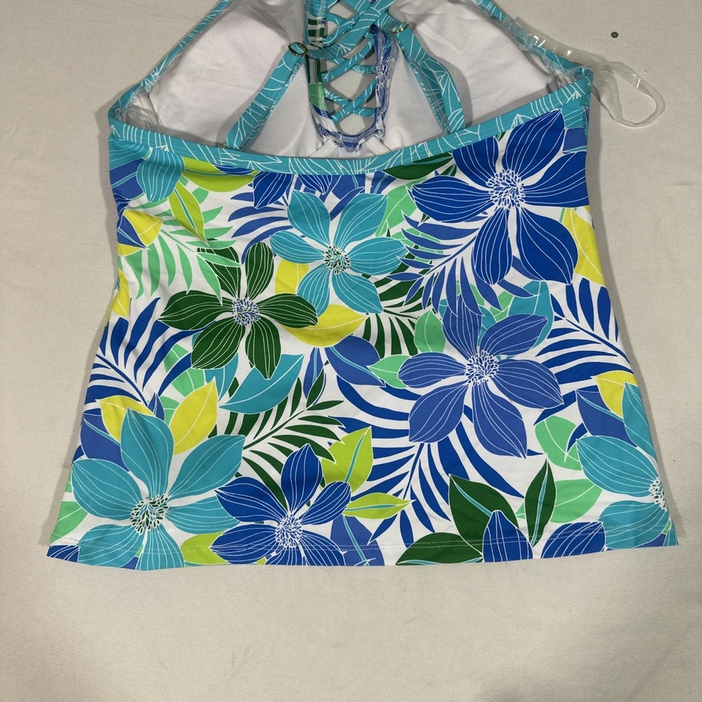 NWT $91 Bleu by Rod Beattie [ 6 ] Sea Quest Floral Cross-Strap Tankini Top 7141 - Picture 8 of 10